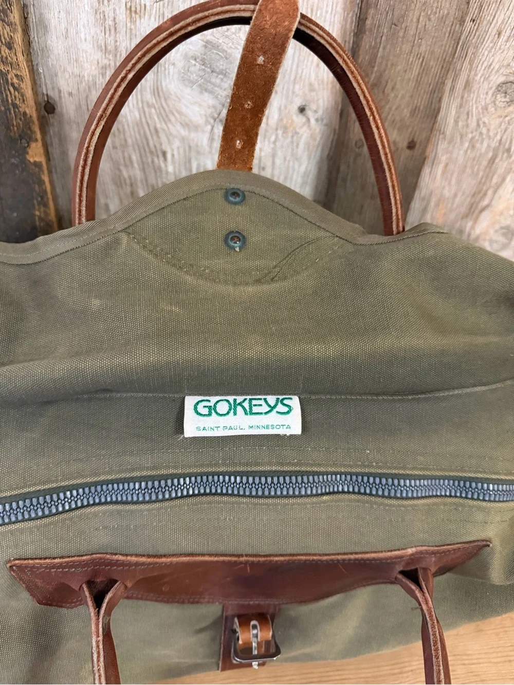VTG GOKEY’S Large Battenkill Leather and Canvas Weekend Duffel Travel Bag